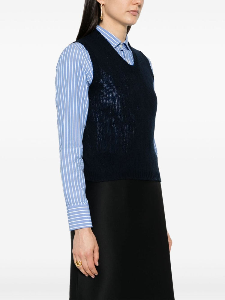 V-neck cashmere vest