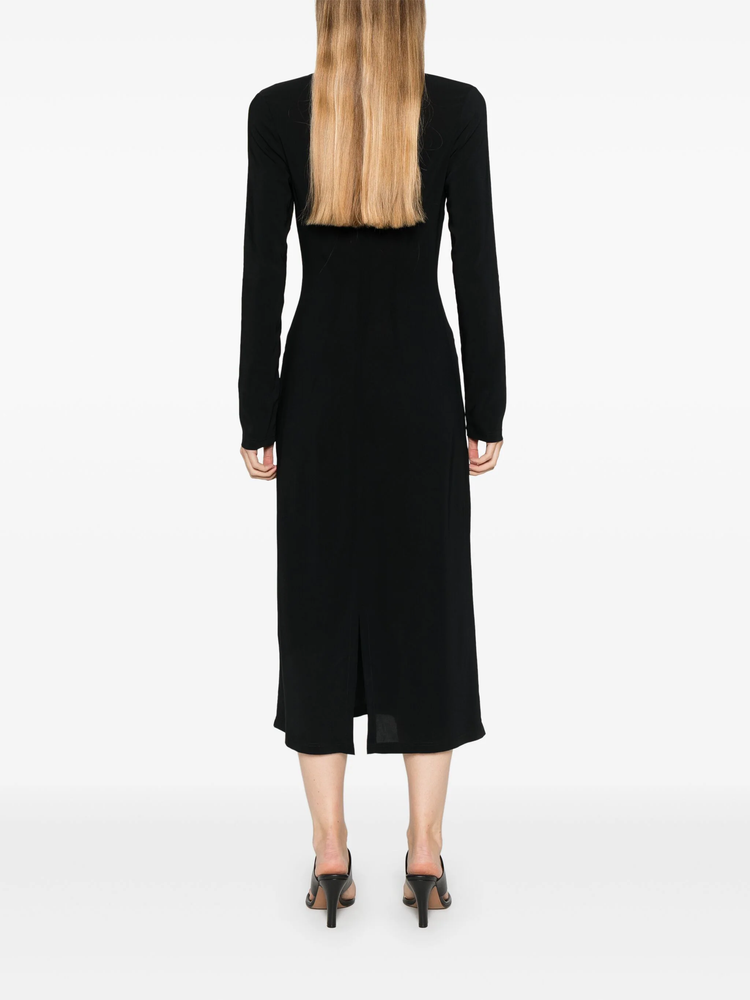 floral-embroidered midi dress