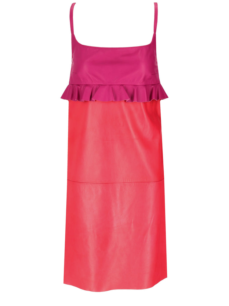 LA ROSE leather dress top verde gonna azzurra