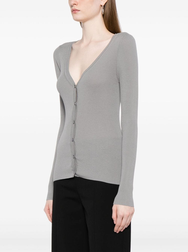 ribbed-knit cardigan