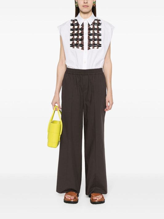 pressed-crease straight trousers