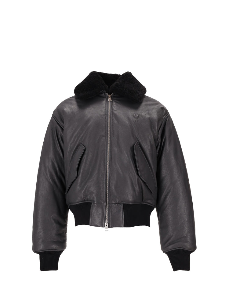 VESTE ZIPPEE EN CUIR