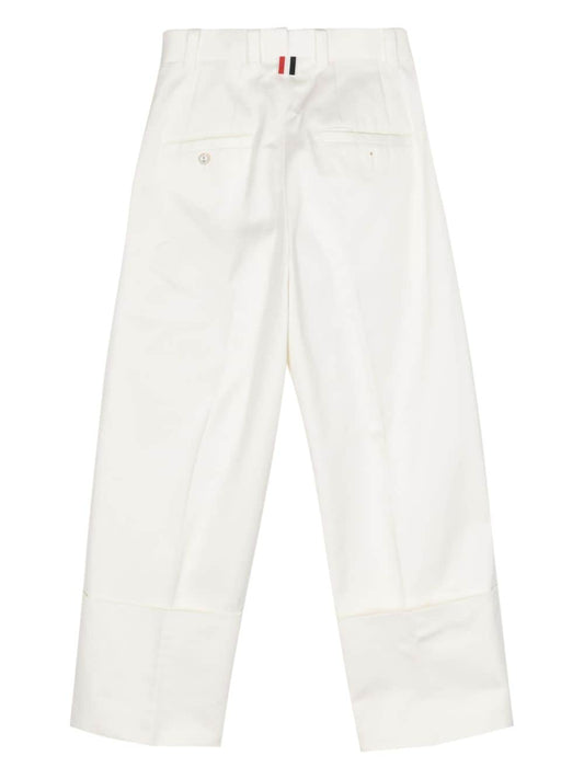 pressed-crease tapered trousers