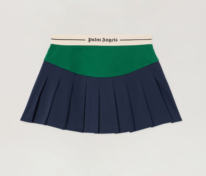 LOGO CURVED PLEATED SKIRT