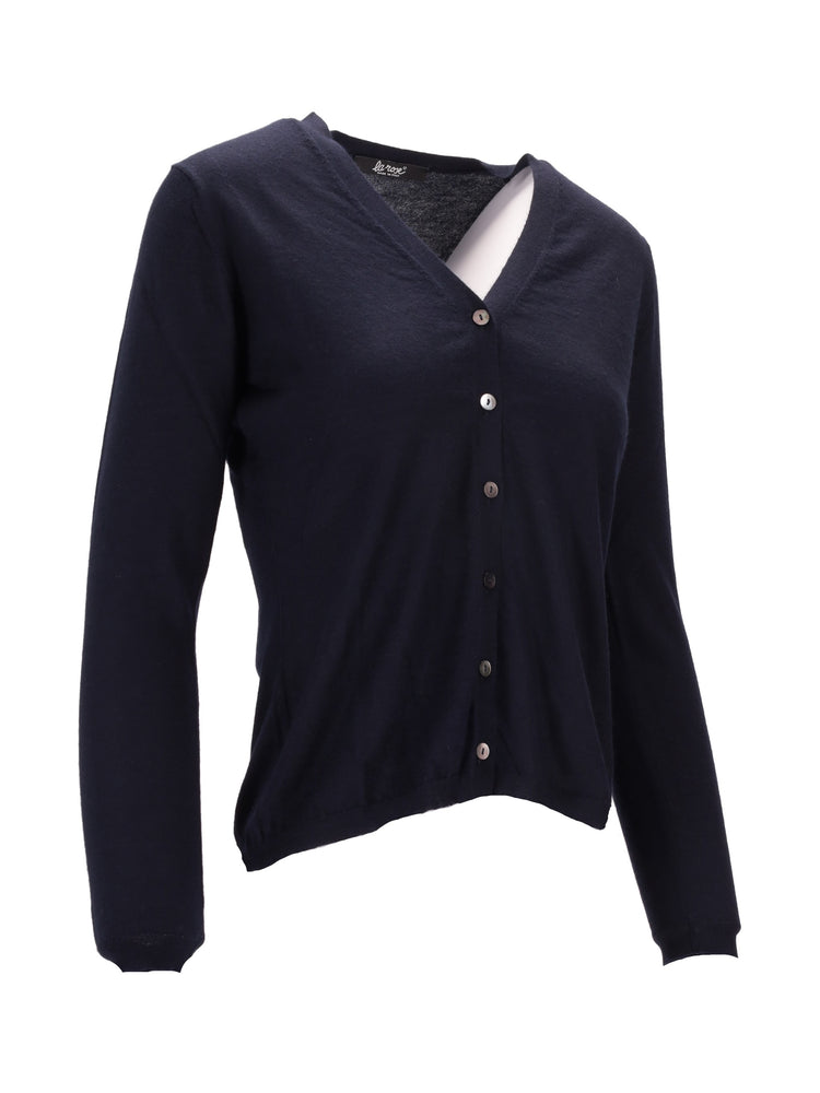 LA ROSE V cardigan cash/silk dark blu
