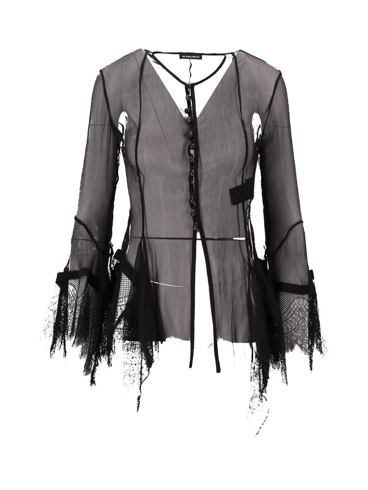 KRISTABEL FITTED HANDKERCHIEF SHIRT WITH LACED BOR