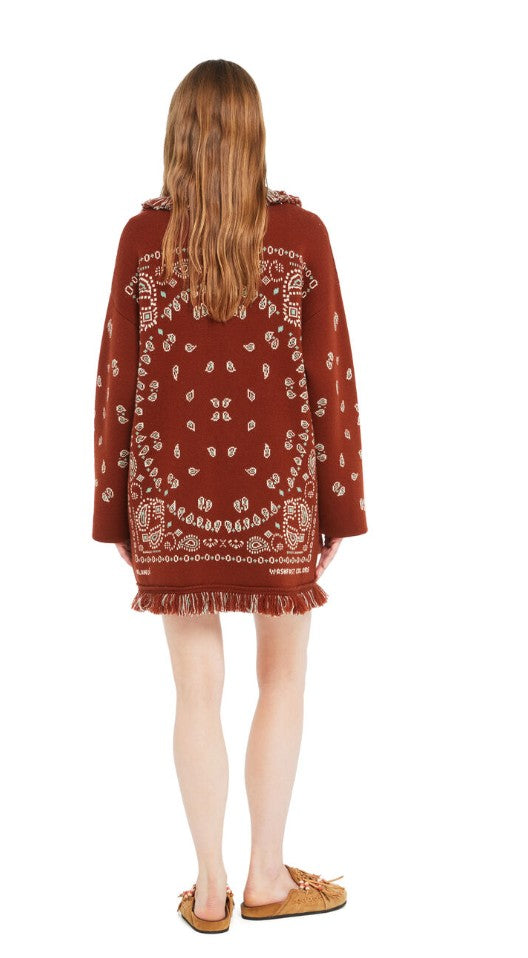 BANDANA JACQUARD CARDIGAN BRICK RED MULT