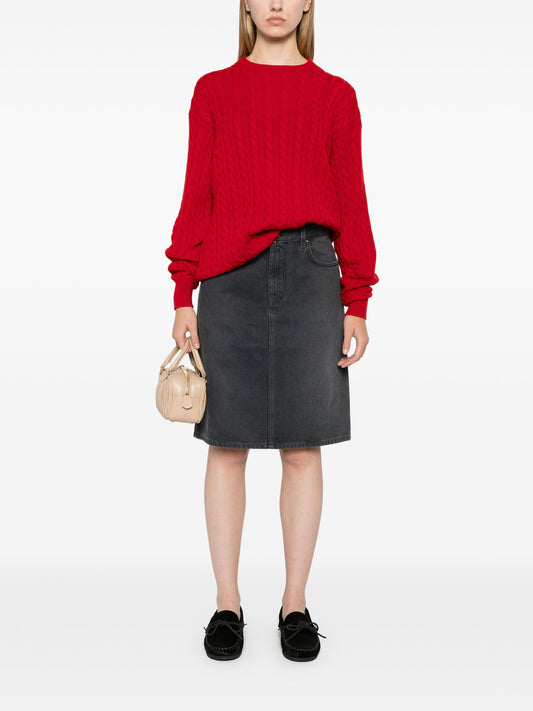 crew-neck cable-knit jumper