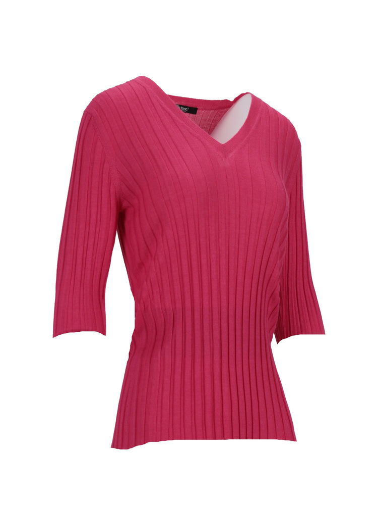 LA ROSE V neck cash/silk hot pink