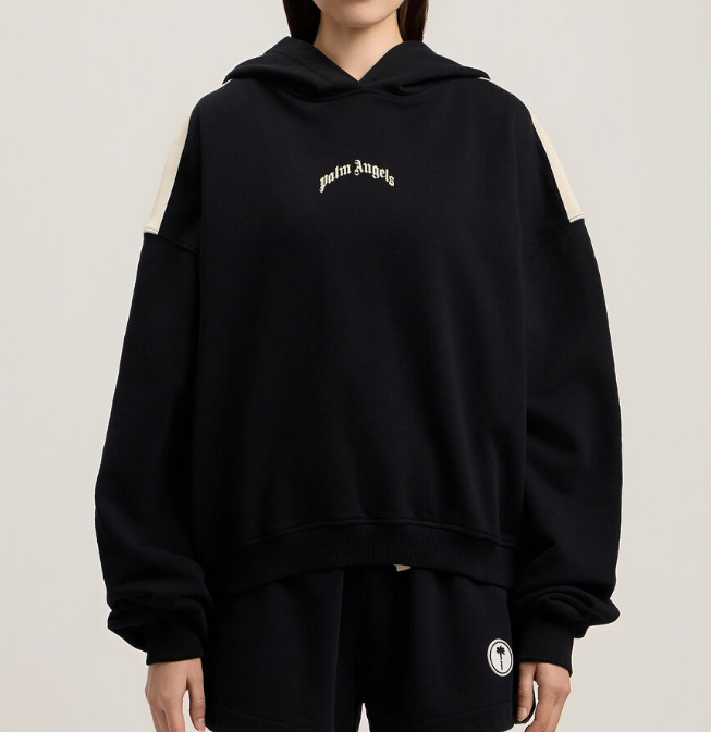 CURVED LOGO LOOSE CROP HOODIE