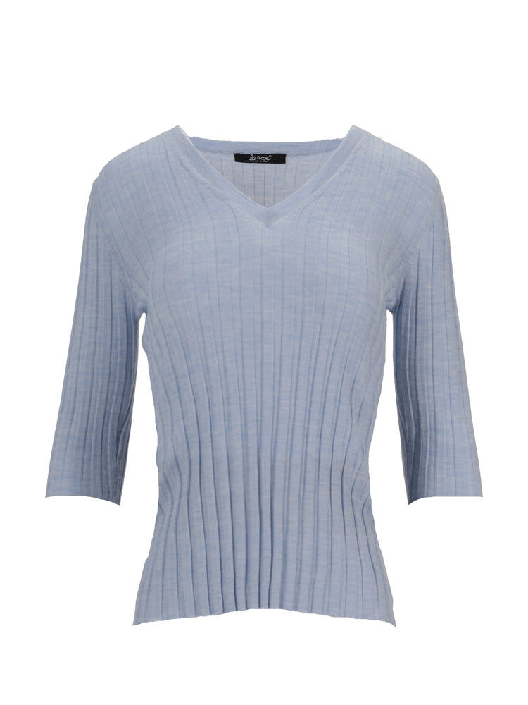 LA ROSE V neck cash/silk sky