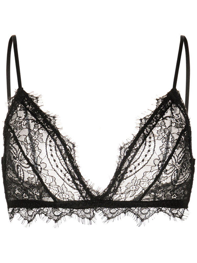 LACE BRA WITH TRIM  BLACK
