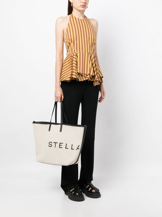 logo-print cotton tote bag