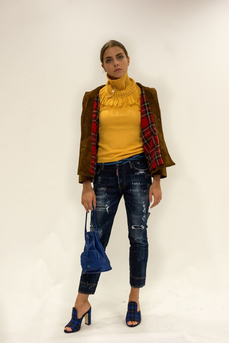 LA ROSE maglia 3/4 cashmere ocra