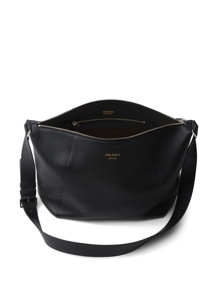 logo-stamp leather shoulder bag