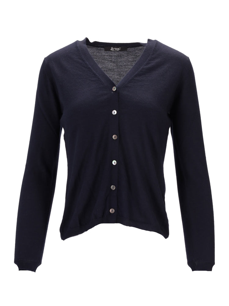 LA ROSE V cardigan cash/silk dark blu