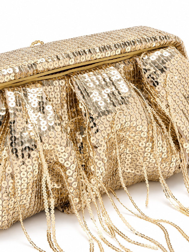 ATHENA POCHETTE FRINGE SEQUIN HEMP