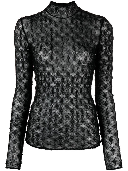 Toxani mock-neck lace top