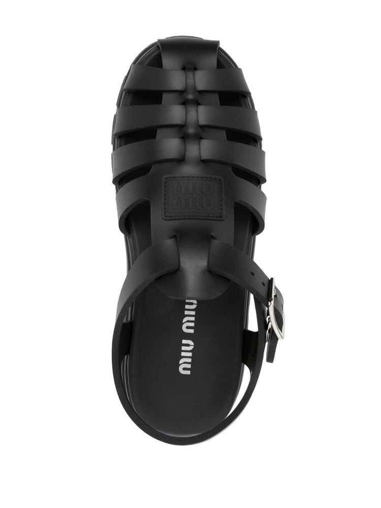 appliqué-logo flatform sandals
