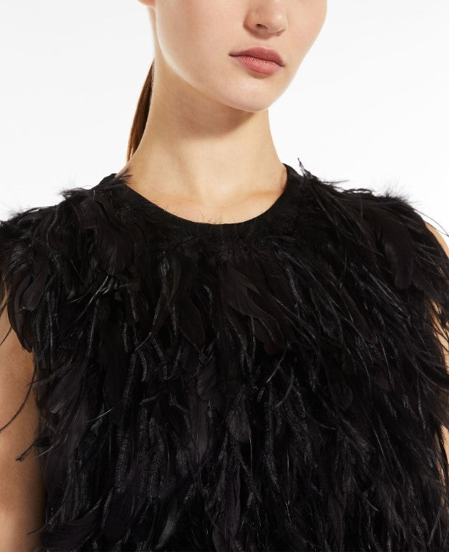 Seggio short dress with feathers