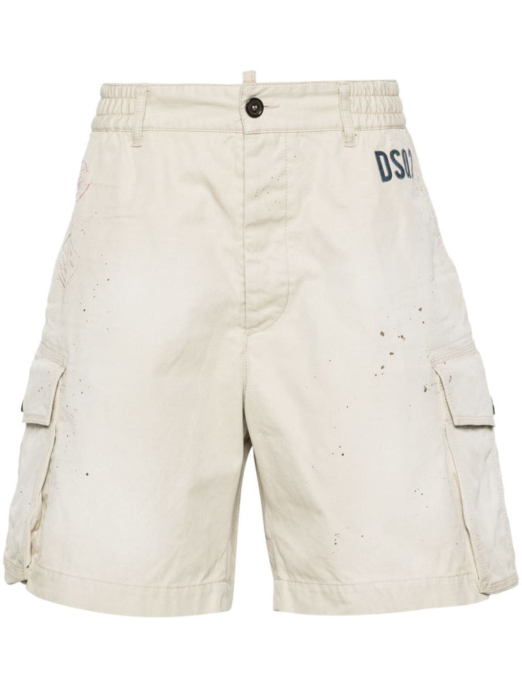 paint splatter-detail cargo shorts