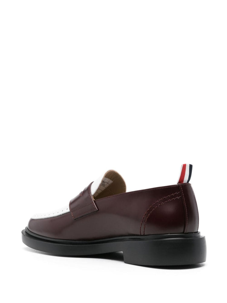 panelled leather loafers