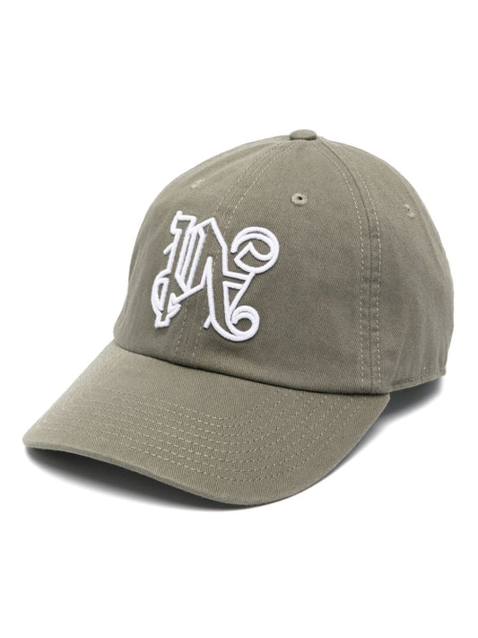 monogram-embroidered cotton cap