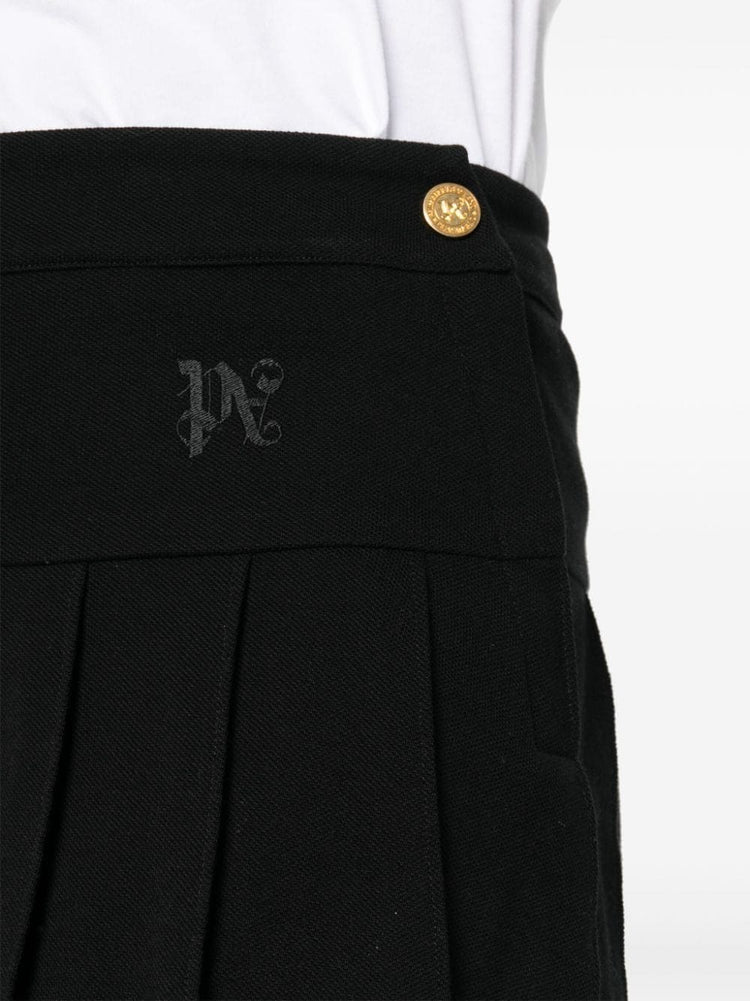 monogram-embroidered pleated miniskirt