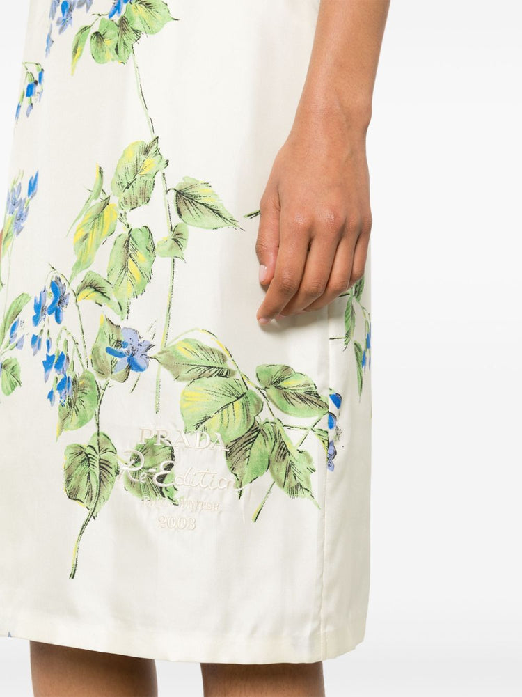 floral-print twill dress
