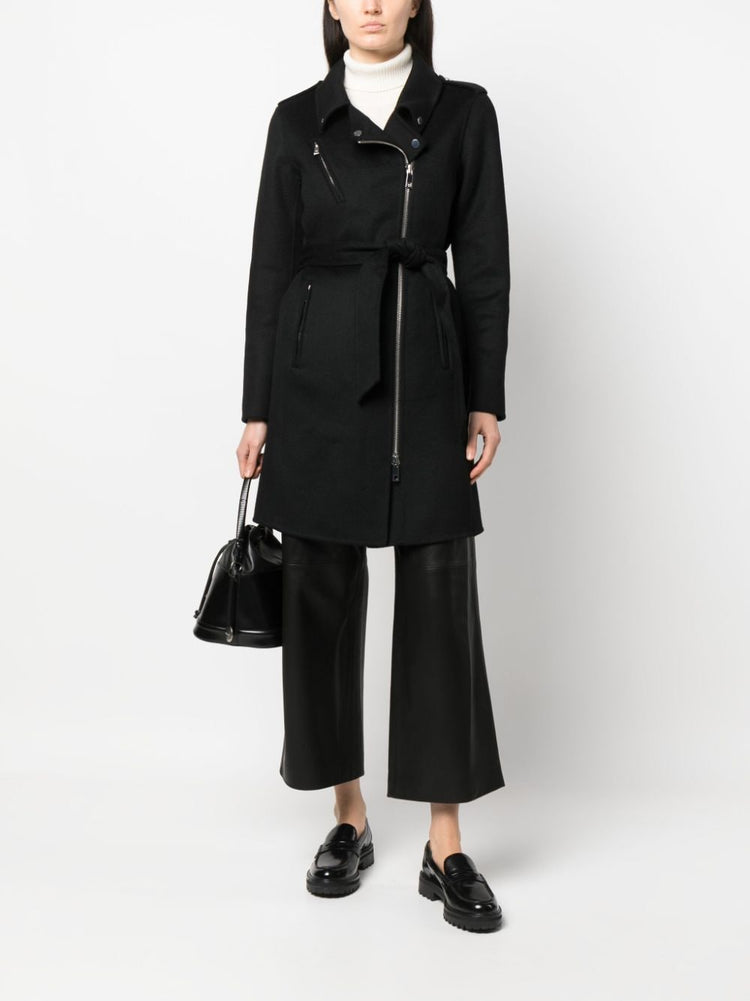 belted felted wool trench coat