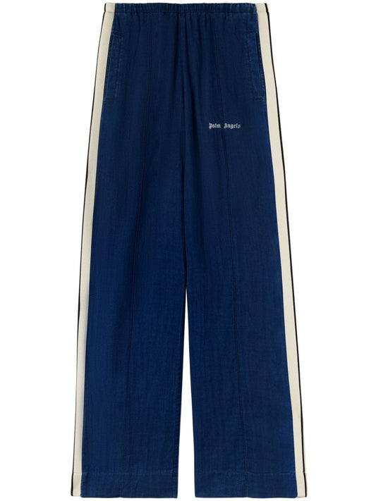 side-stripe chambray trousers