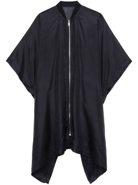 zip-front silk coat