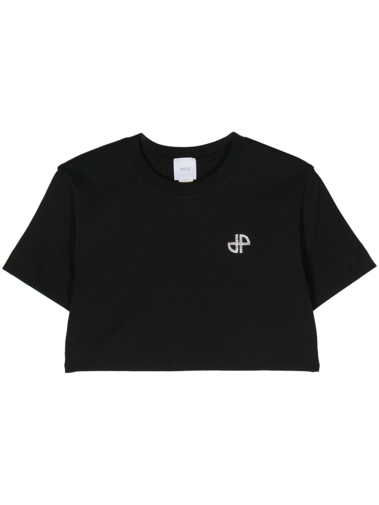 logo-embellished cotton cropped T-shirt