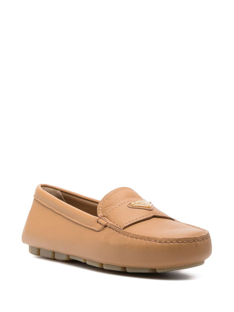 triangle-logo leather loafers