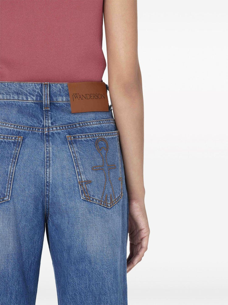 cut-out bootcut jeans