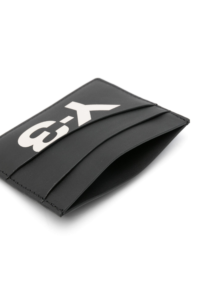 logo-print leather cardholder