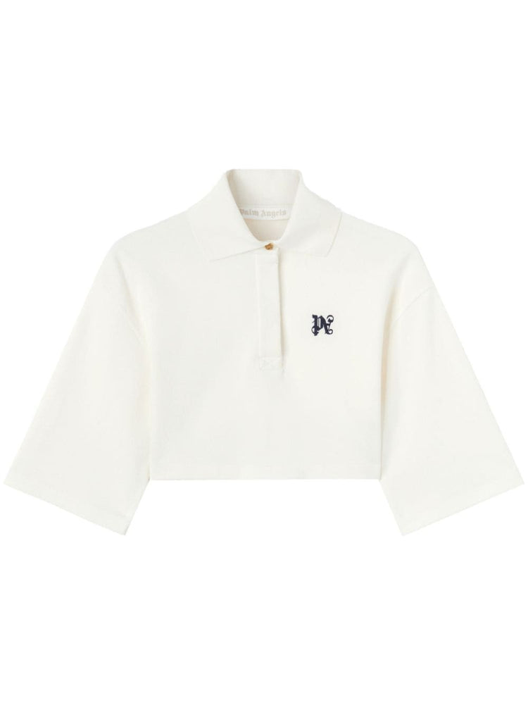 PA monogram cropped polo top