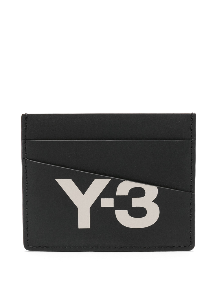 logo-print leather cardholder