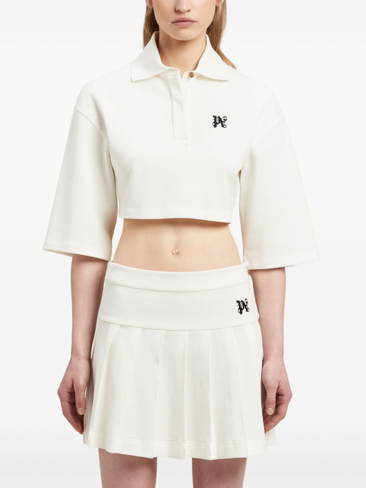 PA monogram cropped polo top