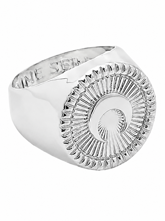 SILVER PLATED BUTTON SIGNET RING