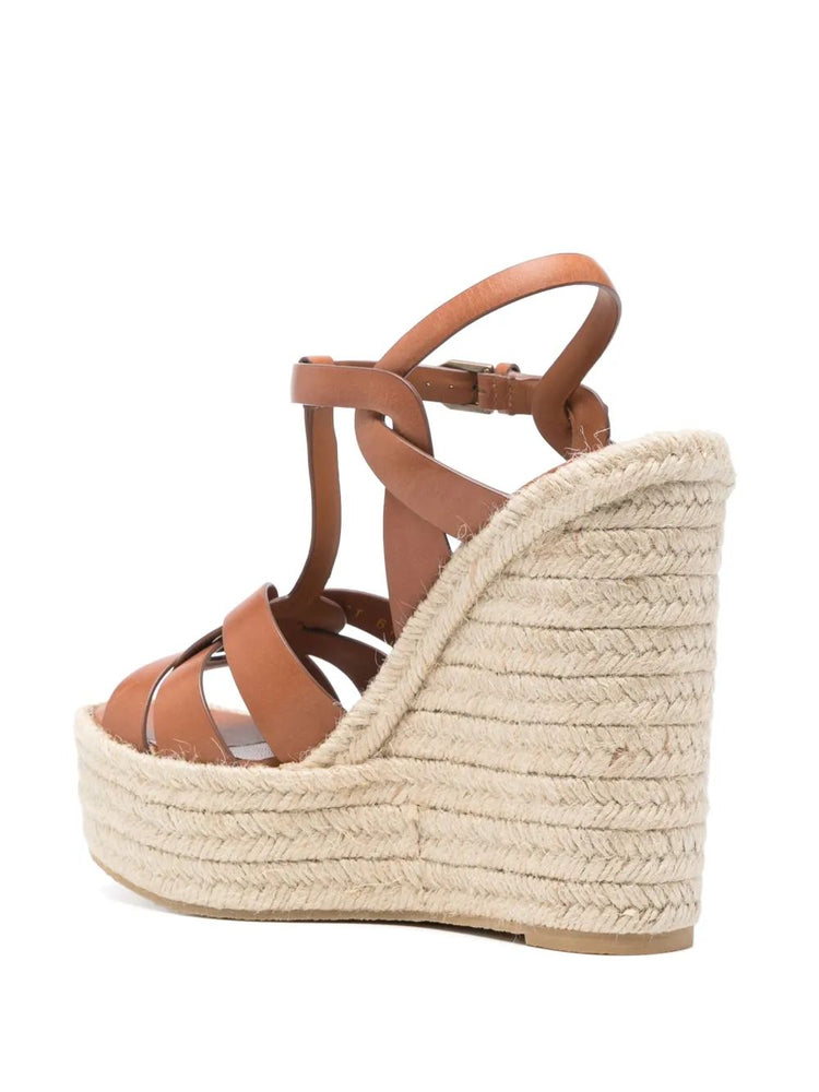 LEATHER WOMEN SHOES ESPADRILLES WEDGE RUBBER SOLE