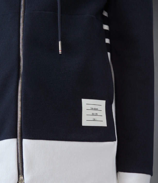 ZIP UP HOODIE W/ ENGINEERED 4 BAR IN COLOR BLOCKED SOLID CLASSIC LOOPBACK JERSEY