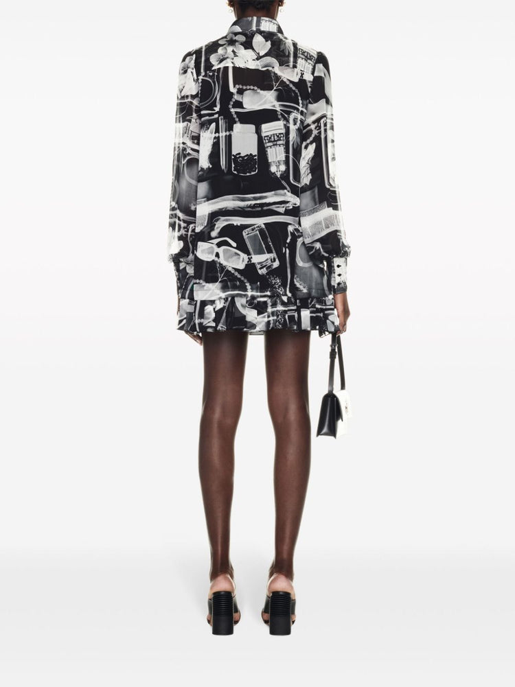 X-Ray-print silk shirt dress