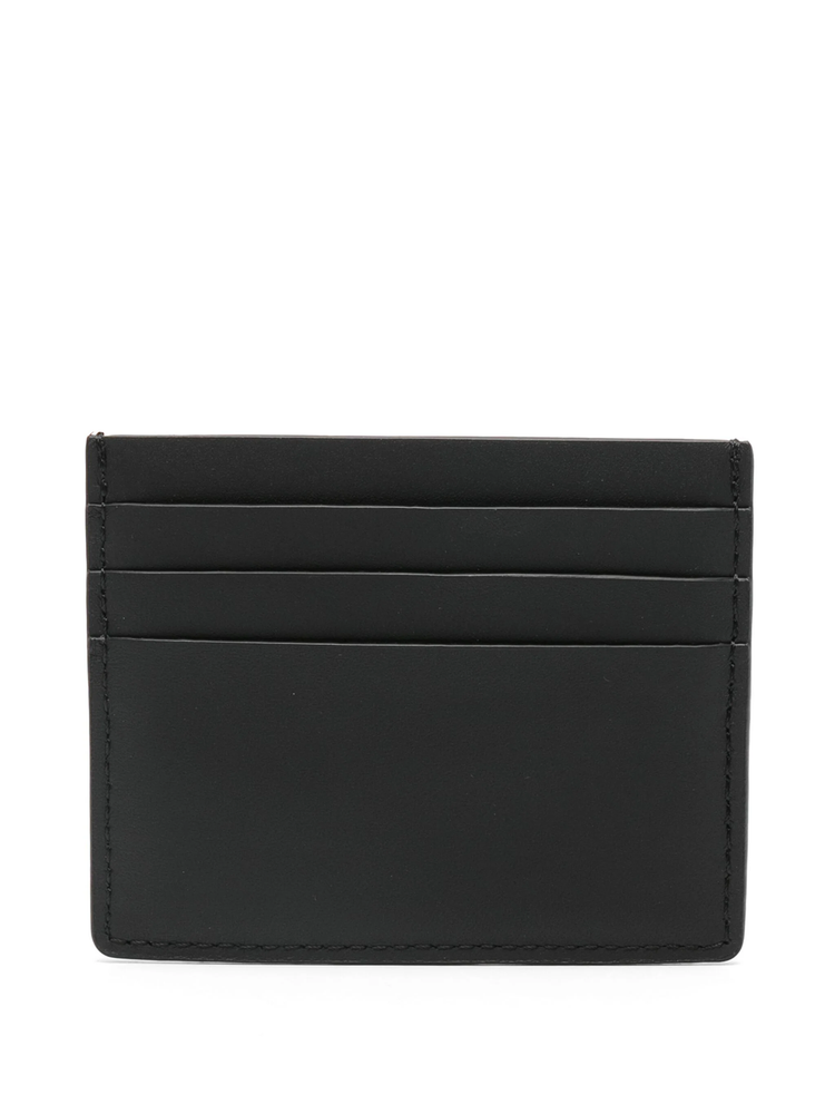 logo-print leather cardholder