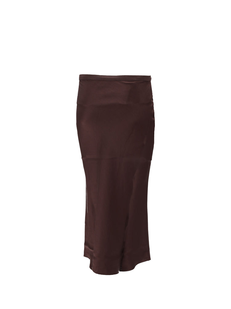 BAR SILK SKIRT - DEEP BROWN