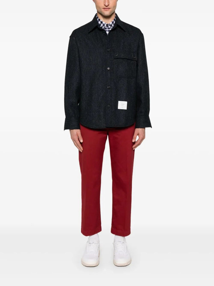OVERSIZED PC SHIRT W/ DOUBLE NEEDLE IN SOLID DONEGAL TWEED