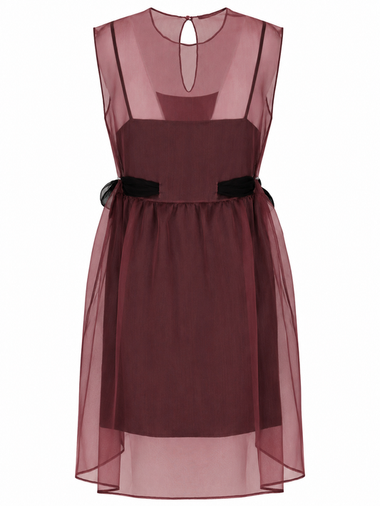 LA ROSE vestito con sottoveste BORDEAUX