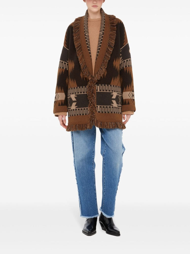 patterned-jacquard cashmere cardigan