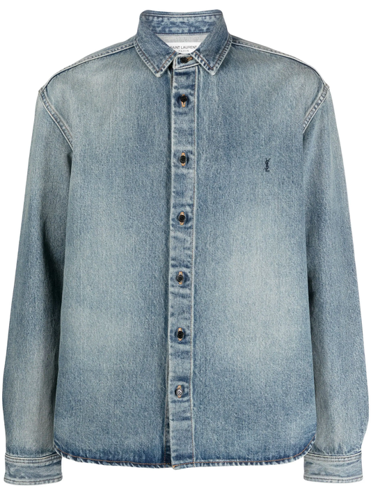 Trouville logo-embroidered denim shirt