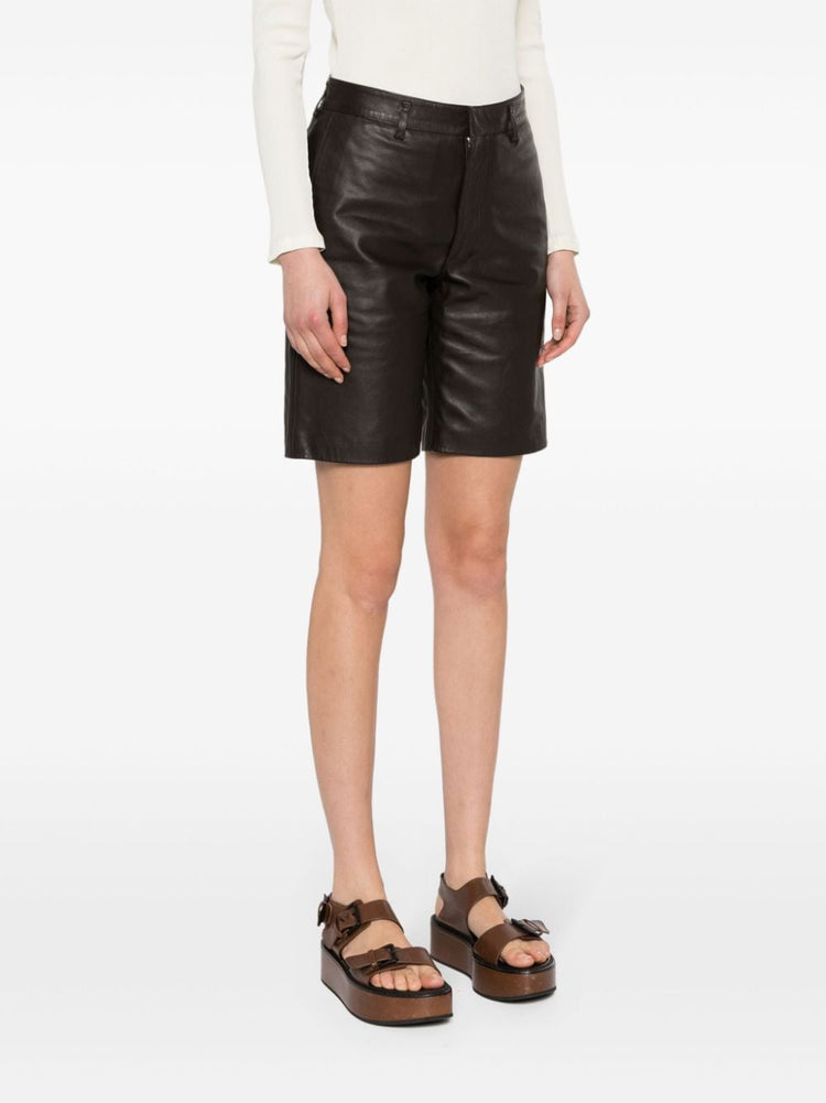 leather knee shorts